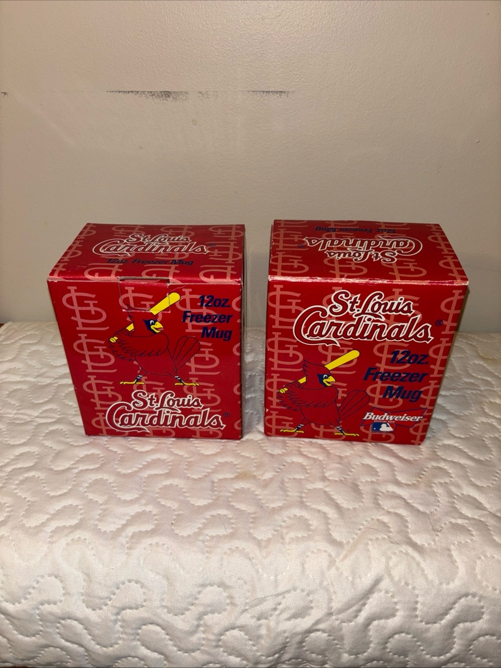 Budweiser St. Louis Cardinals Red & Yellow 12oz Freezer Mug Box